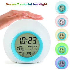 Round Color Light Gradient Alarm Clock Perpetual Calendar Clock, Round Color Light Clock