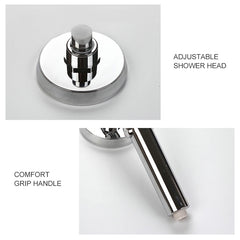 Universal Pressurized One-touch Water Stop Hand Shower Head, White Color Gold, Silver Color Gold