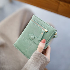 Women Two-folding Wallet Multi-function Clutch Bag Small Wallet, Two-folding Green, Two-folding Black