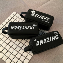 Large Black Letter Creative Silicone Pen Box Pencilcase School Stationery Supplies