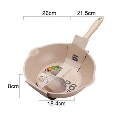 Thick Bottom Maifan Stone Household Small Frying Pan Non Stick Pan Deep Frying Pan, 20cm Black Without Cover, 20cm Beige Without Cover, 24cm Black Without Cover, 24cm Beige Without Cover, 26cm Black Without Cover, 26cm Beige Without Cover              ...