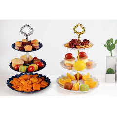 Party Birthday Three-layer Fruit Plate Cake Stand Dessert Storage Rack, Dessert Storage Rack, Black, Clear, Blue
