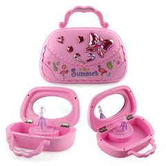 Creative Ballet Girl Handbag Design Music Jewelry Box, Pink, Green