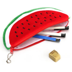 Cute Watermelon Shape Plush Pencil Bag, Watermelon Shape Pencil Bag