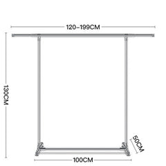 120-200cm Telescopic Drying Rack Outdoor Calcony Storage Shelf Stainless Steel Hanger Single Rod Clothes Rack, 120-200cm