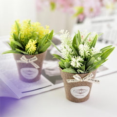 Fake Flowers Grass With Plastic Artificial Potted Flowers For Rustic Garden Farmhouse Decoration