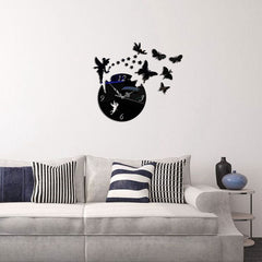 Butterfly Star 3D Acrylic Stereo Living Room Bedroom Decorating Mirror Wall Clock