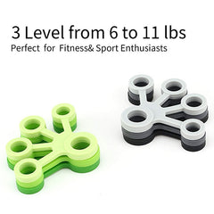 Finger Trainer Silicone Finger Tensioner Five Finger Tension Ring, 3 PCS Finger Trainer (Light Green (6.6LB)), 3 PCS Finger Trainer (Medium Green (8.8LB)), 3 PCS Finger Trainer (Dark Green (11LB))