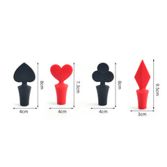 Silicone Wine Stopper Poker Series Wine Stopper, 12 PCS Poker Shape, 12 PCS Peach Heart Shape, 12 PCS Black Plum Shape, 12 PCS Red Square Shape