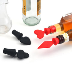 Silicone Wine Stopper Poker Series Wine Stopper, 12 PCS Poker Shape, 12 PCS Peach Heart Shape, 12 PCS Black Plum Shape, 12 PCS Red Square Shape
