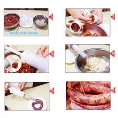 2 PCS Sausage Machine Meat Stuffer Filler Hand Operated Salami Maker, 12x17x19cm