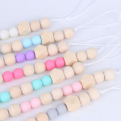 Baby Pacifier Clip Chain Wooden Holder Soother Pacifier Clips Leash Strap Nipple Holder for Infant Feeding