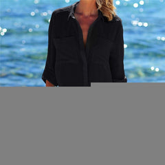 Beach Cover Up Robe  Pocket Swimsuit Cover Up Sarong Beach Shirt Tops Bathing Suit Women Beachwear Pareo Tunic, One Size