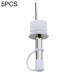 5 PCS Glass Bottle Stopper Stainless Steel Oil Stopper Silicone Stopper, White Hat Straight Mouth, White Hat Automatic Cap, Black Hat Straight Mouth, Black Hat Automatic Cap