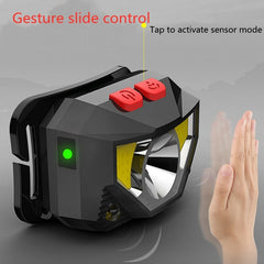 T09-COB LED Glare Headlight Outdoor Lighting USB Charging Sensor Red Light Night Running Mini Fishing Headlight, T09-COB