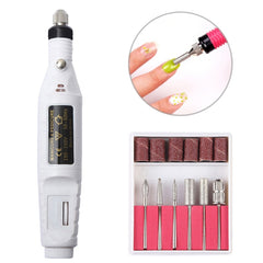 1 Set Power Professional Electric Manicure Machine Pen Pedicure Nail File Nail Tools 6 bits Drill Nail Drill Machine, US Plug White, EU Plug White, EU Plug Black