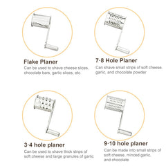 Cheese Grater Rotory Container Stainless Steel Hand-Crank Rotary Shredder, with 3-4 holes, with 7-8 holes, with 9-10 holes, with flakes
