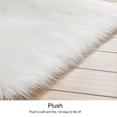 Luxury Rectangle Square Soft Artificial Wool Sheepskin Fluffy Rug Fur Carpet, 55x55cm
