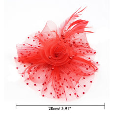 Handmade Bride Mesh Hair Accessories Wedding Photo Hat Headwear, Red, Blue, Navy, Black, White, Gray, Pink, Beige