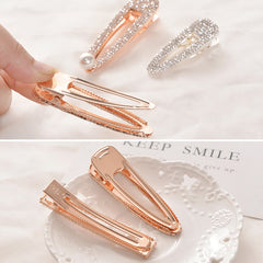 Fashion Flash Luxury Diamond Crystal Pearl Elegant Women Barrettes Hair Accessories