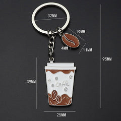 2 PCS Coffee Cup Keychain Creative Metal Pendant Small Gift, Coffee Cup Shape