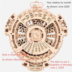 Children Wooden Mechanical Gear Perpetual Calendar 3D Puzzle Model DIY Assembled Toys, Wooden DIY Assembled Toys