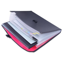Portable 12-Layer File Pocket A4 Expanding File Classified Folder PP Storage Clip Ticket Package, Blue, Green, Orange, Red, Fluorescence Yellow