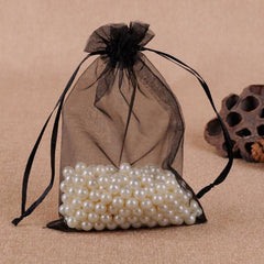 100 PCS Gift Bags Jewelry Organza Bag Wedding Birthday Party Drawable Pouches, 9X12cm
