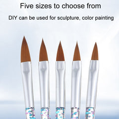 5pcs /Set Nail Crystal Brush Sculpting Pen Painting And Sculpting Nail Salon Tools