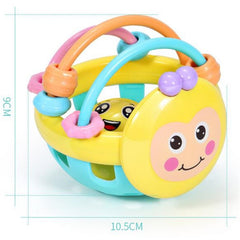 Soft Rubber Cartoon Bee Hand Knocking Rattle Dumbbell Early Educational Toy for Kid Hand Bell Baby Toy, Bee Dumbbell