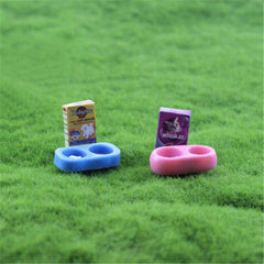 Doll House Mini Dog Cat Pet Food with Plate Simulation Furniture Model Toys
