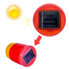 Night Solar Warning Construction Safety Warn Flash Lights Signal Light, Sleeve (Red), Slim handle (Red), Magnet (Red), Crude (Red)