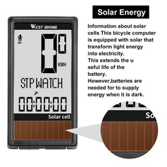 WEST BIKING Wireless Solar Code Table Mountain Road Bike Large Character Code Table Five Language Waterproof Speedometer, WEST BIKING Speedometer