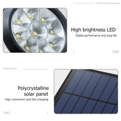 9 LEDs Solar Power Garden Lights LED Outdoor Garden Adjustable IP65 Waterproof Light, Colorful Changing, Warm White + White Light