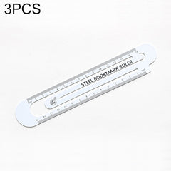 3 PCS Metal Steel Ruler Bookmark Drawing Supplies, 15CM Black, 15CM White, 12CM White, 12CM Black