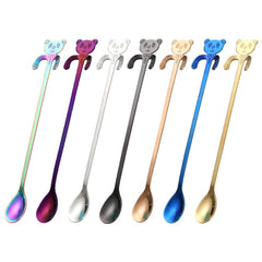 Cute Bear Spoon Long Handle Spoons Coffee Drinking Tools, Cute Bear(Blue), Cute Bear, Cute Bear(Black), Cute Bear(Gold Plating), Cute Bear(Rose Gold), Cute Bear(Rainbow)