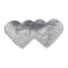 Creative Double Heart Imitation Wool Carpet Sofa Cushion Mat Plush Bedroom Living Room Floor Rugs, 35x70 cm