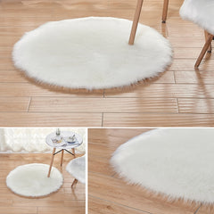 Long Plush Round Carpet Living Room Decoration Imitation Wool Carpet Mat, 35x35cm, 45x45cm, 60x60cm, 80x80cm, 100x100cm, 120x120cm, 180x180cm