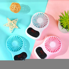 Multifunctional Clock Small Fan Creative Desktop Mini USB Fan, White, Pink, Blue