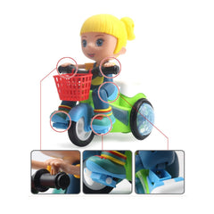 Electric Universal Stunt Tricycle Rotating Cartoon Toy Car with Light Music, Random Color Delivery, Boy, Girl