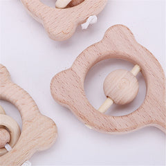 Baby Puzzle Early Education Hand Rattle Wooden Toy, Bear Bell, Bear Big Bead, Bear Small Bead, Bear Single Bead, Owl Bell