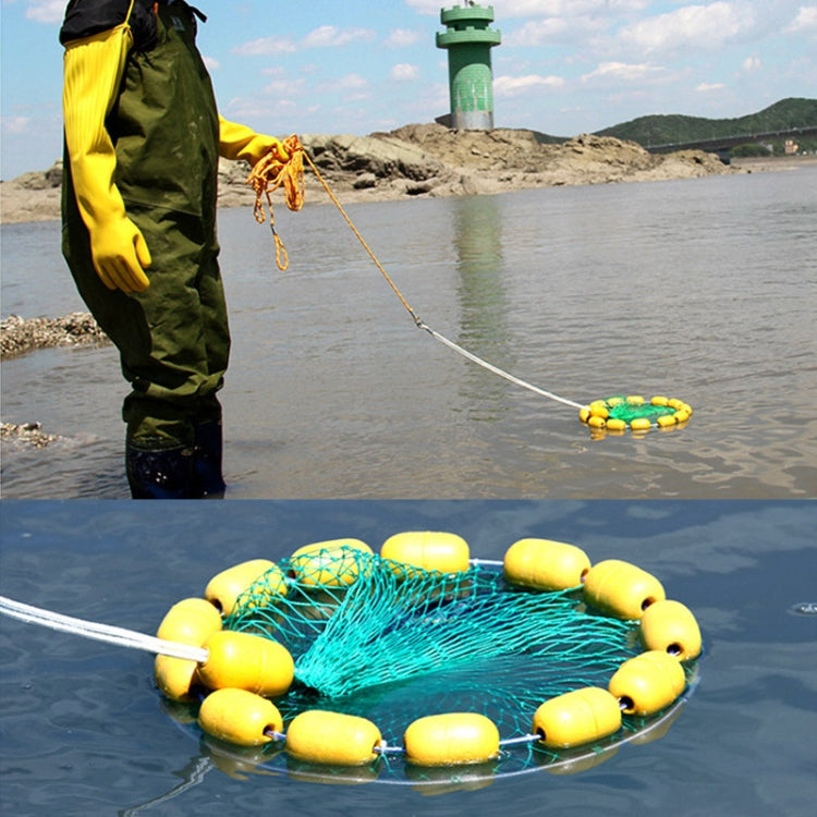Outdoor Buoyancy Fishnet 3 Circle Fold Portable Fish Cage Multi-Float Sea Fishing Net, Buoyancy Fishnet