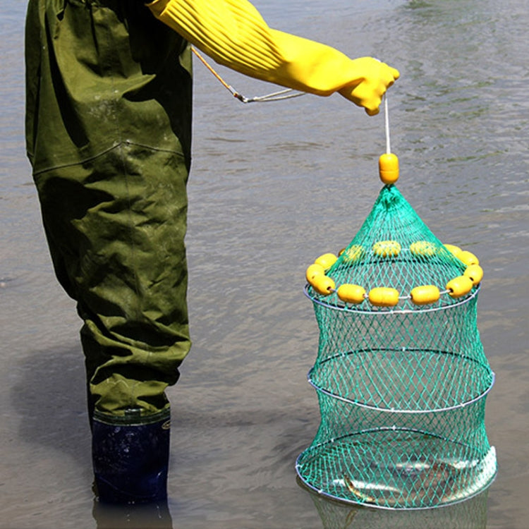 Outdoor Buoyancy Fishnet 3 Circle Fold Portable Fish Cage Multi-Float Sea Fishing Net, Buoyancy Fishnet