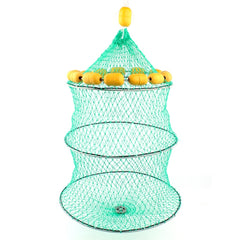 Outdoor Buoyancy Fishnet 3 Circle Fold Portable Fish Cage Multi-Float Sea Fishing Net, Buoyancy Fishnet