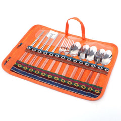 Outdoor Tableware 12 Piece Suit Camping Portable Stainless Steel Chopsticks Knife Fork Spoon Supplies Picnic Bag