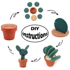 Novelty DIY Cactus Coaster Anti-skid Insulation Tea Pad Home Storage Desktop Multi-function Decoration, Cactus Coaster