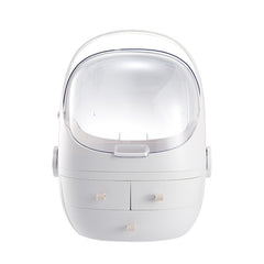 Portable Dust-proof Transparent Round Cosmetic Drawer Type Storage Box, Small Beauty Powder, Small Pearl White