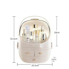 Portable Dust-proof Transparent Round Cosmetic Drawer Type Storage Box, Small Beauty Powder, Small Pearl White