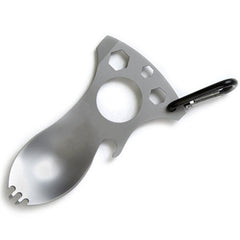 Outdoor Multifunctional Camping Spoon Stainless Steel Tableware Portable Picnic Tableware Fork And Spoon, Light Grey, Black