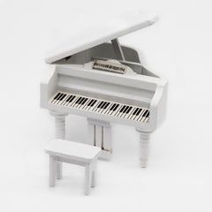 1:12 Mini House Toy Simulation Grand Piano Decoration, White, black